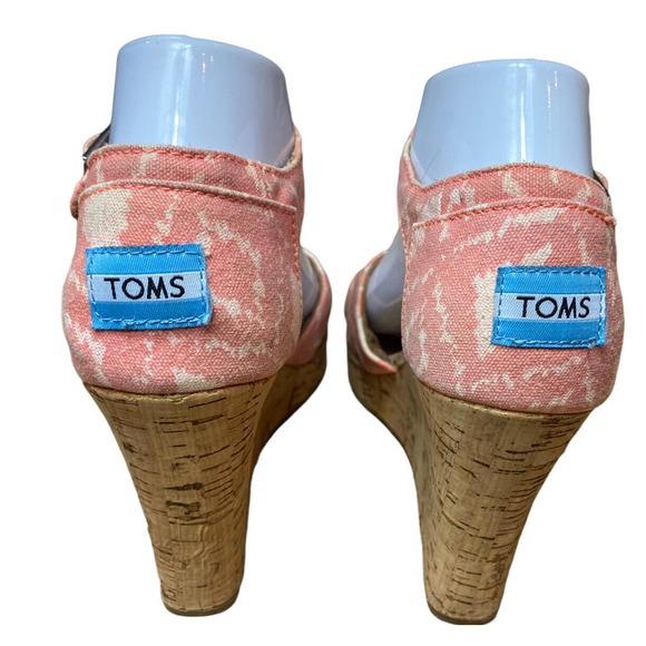 Toms Women’s Size 8 Dusty Rose/Ivory Southwestern Aztec Cork Wedge Heel Sandals - Picture 4 of 12